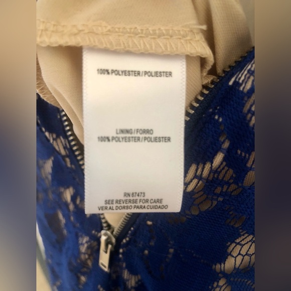 Danny and Nicole Blue Lace Overlay Dress Size 10 - Picture 5 of 5